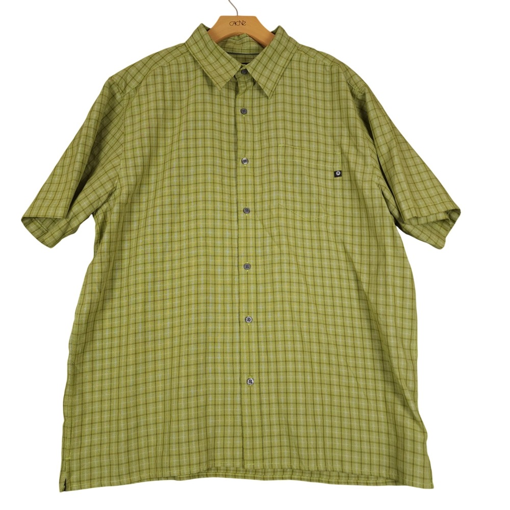 Marmot Plaid Short Sleeve‎ Button Up Shirt Mens XL Green Outdoor Casual